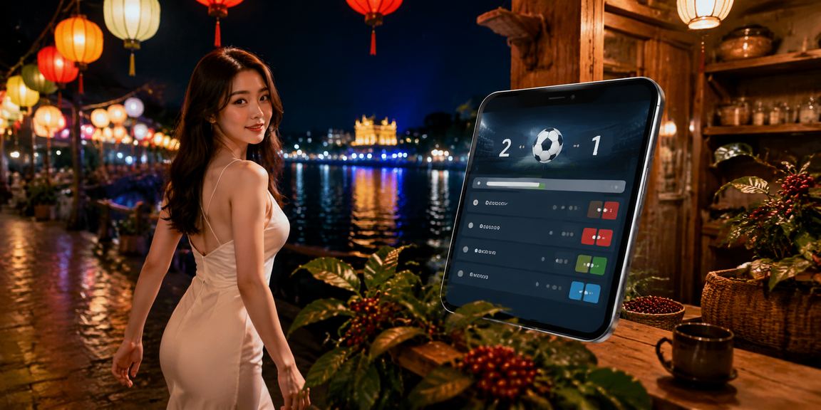 Người dùng tại Huế xem thông tin voucher casino trên điện thoại khi uống cà phê